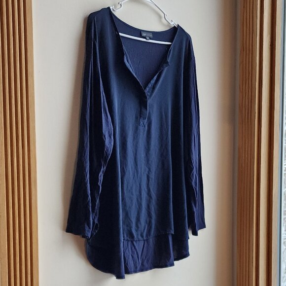 Jones New York Navy Blue Button-Up Henley Size 2X - Picture 4 of 13